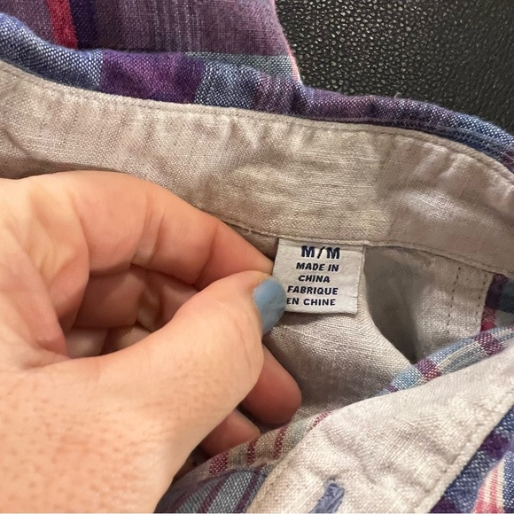 Tommy Bahama Linen Blue and Pink Plaid Button-Down Shirt size medium - Picture 11 of 15